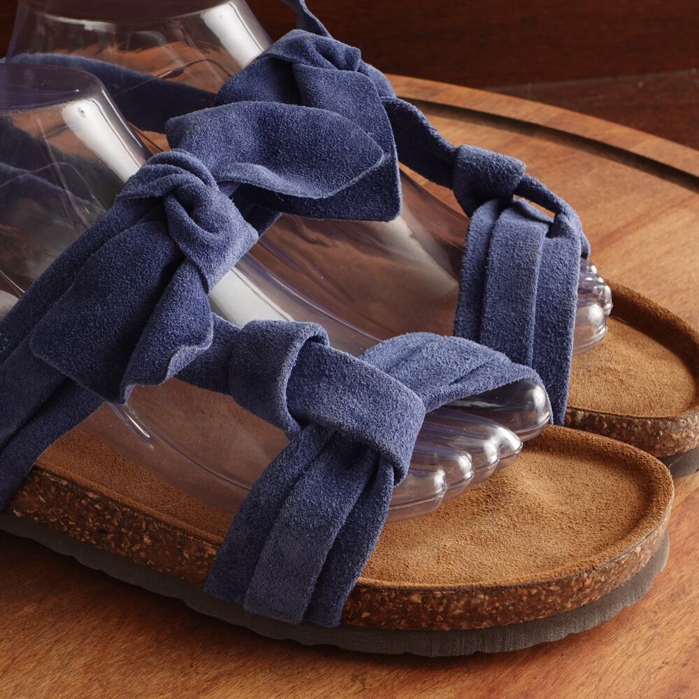 Sundance Sandals Womens SZ EU 41 US 10-10.5 Blue Tigerlily Suede Bow Boho Shoes - Picture 5 of 13